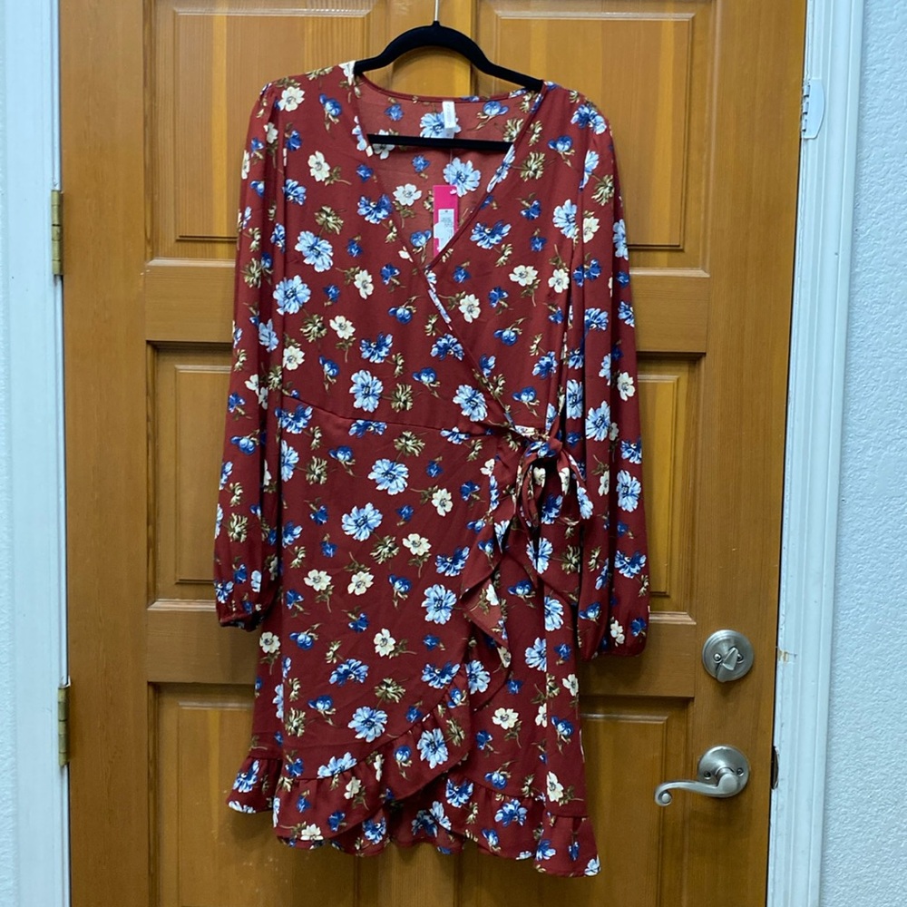 NWT Xhilaration Floral Faux Wrap Dress